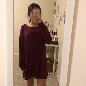 loose striped maroon dress